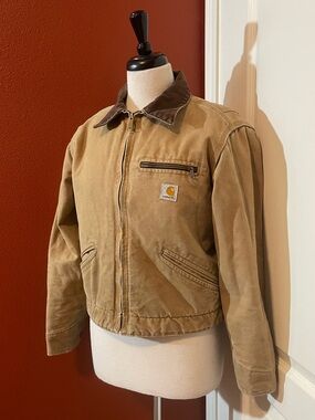 Carhartt Women’s Classic WJO97 Tan Full Zip Distressed Mexico Made Work Jacket